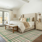 Bavni 3x5 Washable Rug Modern Plaid Area Rugs Non-Slip, Small Rugs for Hallway Throw Rugs Soft Low Pile Stain Resistant Bedroom, Living Room, Kitchen, Home Decor, Green Plaid