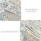 6x9 Abstract Area Rugs for Living Room 6 x 9 Washable Non Slip Low Pile Gray Rugs for Bedroom Dining Room Foldable Thin Blue Yellow