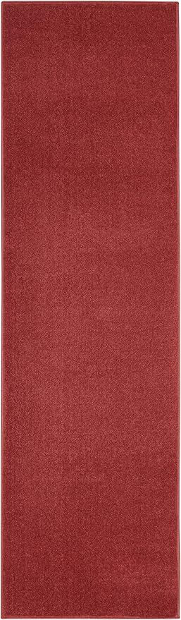 Nourison Home Nourison Essentials Brick Red 2'2" x 10' Area Rug - Easy Clean, Non Shedding, Bed Room, Living Room, Dining Room, Kitchen (10' Runner)