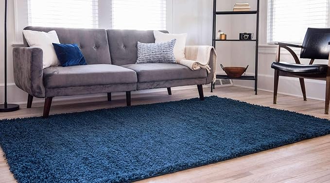 Unique Loom Solid Shag Collection Area Rug (2' 2" x 3' 1" Rectangle, Sapphire Blue/ Navy Blue)