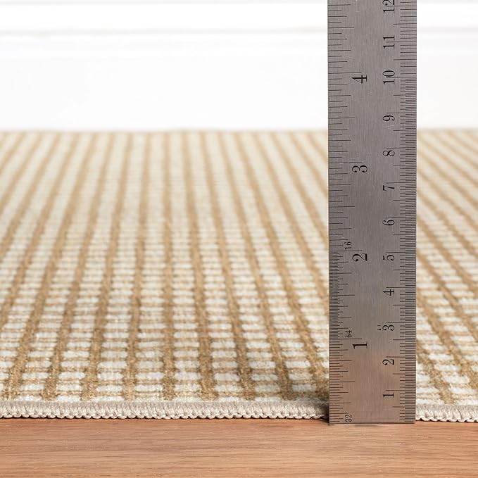 Dash & Albert Hartley Natural Machine Washable Rug, 5 X 8 Feet, Natural Plaid Pattern
