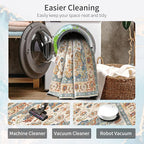 Enkor Area Soft Rugs 4x6 Washable Non Slip Boho Floor Rugs for Living Room Bedroom, Vintage Style Farmhouse Mat for Kitchen Entryway Orange & Beige