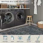 Lahome Floral Washable Rugs 8x10, Soft 8x10 Area Rugs for Living Room Bedroom, Boho Non-Slip Forest Stain Resistance Large Throw Carpet for Farmhouse Dining Room Office, Black