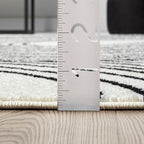 Abani Nuevo Beige Black Swirls Modern Area Rug 3' x 6' for Living Room, Bedroom - Abstract Design - Durable & Easy to Clean