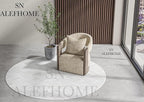 Sn Alef Home Soft Textured Round Rug | White & Grey Woven Carpet for Living Room Bedroom | Minimalist Handcrafted Circular Floor Mat for Home & Decor(Gray_3x3 ft)