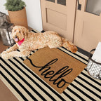 Outdoor Striped Rugs 3'x5', Black and Tan Cotton Hand Woven Front Door Mat,Washable Reversible Front Porch Rug, Foldable Layered Door Mats for Entryway/Home Entrance/Farmhouse