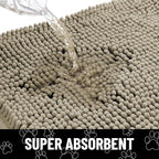Smiry Dog Door Mat for Muddy Paws, Absorbent Dirt Trapper Non Slip Quick Dry Washable Chenille Mat for Mud Dogs, Entry Rug for Indoor and Outdoor (36x24 Inches, Warm Taupe and Black)