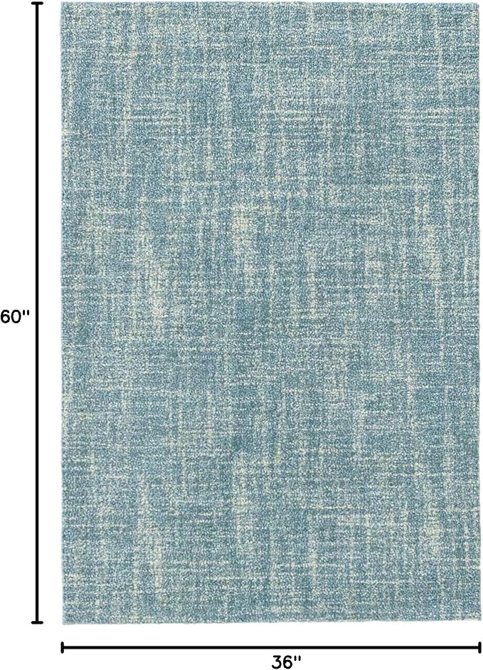 Dash and Albert Crosshatch Wool Area Rug - 3' x 5' Aegean Solid Hand Micro Hooked Accent Rug - Durable, High Traffic Areas Bedroom, Hallway, Stairs - Premium Luxury Hotel Quality Soft Breathable