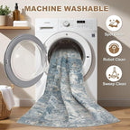 Nakagishi 5x7 Area Rugs Living Room: Washable Abstract Large Neutral Soft Rug Stain Resistant Modern Indoor Floor Non-Slip Carpet for Bedroom Nursery Kids Playroom Office Dining Room Dorm-Blue