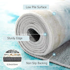 Beach Pattern 2.6x8ft Runner Rug Non Slip Washable Kitchen Runner Rug with Rubber Backing，Low-Pile Soft Washable Runner Rugs for Hallway Entryway Kitchen Bedroom Living Room Bathroom