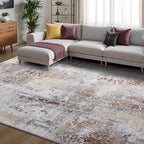 Toneed Abstract Area Rug Modern Washable Rug Soft Non Slip Rug Low Pile for Bedroom Living Room Dining Room Taupe Grey Brown 9x11 Feet