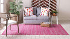 Unique Loom Outdoor Trellis Collection Area Rug - Tribal Trellis (8' x 11' 4" Rectangle, Fuschia/ Gray)