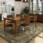 5x7 Machine Washable Area Rug for Living Room, Brown Green Boho Vintage Floral Rug Large Non-Slip Low Pile Soft Faux Wool Carpet, Kids and Pets Friendly for Bedroom Dining Room Farmhouse Decor Rug