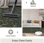 Bavni Floral Hallway Runner Rug 2'6" x 8', Washable Non Skid Boho Carpet for Entryway Kitchen Laundry Room, Soft Ultra Thin Botanical Long Runner for Indoor Floor Decor, Dark Green