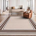 Beverly Rug Non Slip Area Rugs 8x10 Modern Bordered Non Skid Rubber Backing Soft Area Rug for Living Dining Room Easy to Clean Non Shedding Kitchen Bedroom Indoor Carpet 8 x 10 Beige-Brown