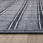 Rugshop Bohemian Stripe Lines Washable Non Slip Area Rug 2' x 4' Black