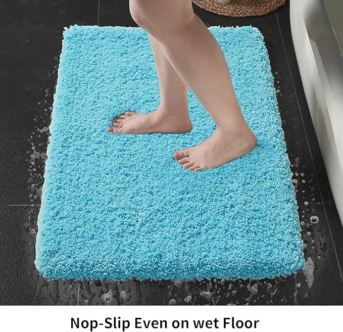 Bathroom Runner Rug 24x59 Teal Non Slip Fluffy Long Bath Mat for Bathroom Floor Washable Plush Luxury Bath Rug for Tub Absorbent Shower Sink Mat Bedside Rug