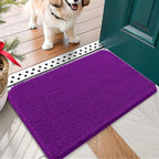 OLANLY Dog Door Mat for Muddy Paws 30x17, Absorbs Moisture and Dirt, Absorbent Non-Slip Washable Doormat, Quick Dry Chenille Mud Mat for Dogs, Entry Indoor Entryway Carpet for Inside Floor, Purple