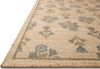 Loloi Chris Loves Julia Rue Collection RUE-04 Moss/Blue 5'-0" x 7'-6" Area Rug Jute Neutral Floral Living Room Bedroom Rug