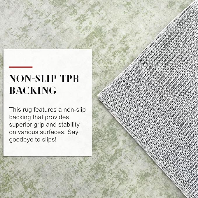 Modern Abstract Runner Rug 2x5, Sage Green Grey Washable Kitchen Runner Entryway Rug Mat Non-Slip Soft Hallway Rug Runner Thin Print Faux Wool Carpet for Bedroom Laundry Room Indoor