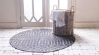 Unique Loom Outdoor Trellis Collection Area Rug - Tribal Trellis (4' 1" Round, Charcoal Gray/ Natural)