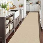 EARTHALL Extra Long Runner Rug 3x16 Ft Washable Runners for Hallways Cotton Non Slip Entryway Runner Braided Kitchen Runner Indoor Outdoor Carpet Runners for Hotels, Hall, Stair, Golden Beige/White