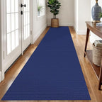 Braided Runner Rug 2.6x12 Ft Washable Runners for Hallways Kitchen Runner Rug Rubber Backed Cotton Extra Long Entryway Runner Indoor, Woven Carpet for Hall Entryway, Royal Blue/Navy
