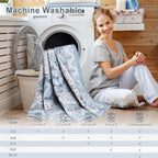 4x6 Area Rug for Bedroom, Machine Washable Rugs with Non-Slip Backing for Living Room, Soft Vintage Carpet Kitchen Laundry Kids Room Decor, Blue & Beige
