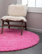 Unique Loom Solid Shag Collection Area Rug (7' 1" Round, Taffy Pink)