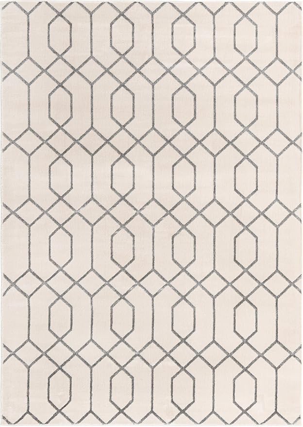 Marilyn Monroe Glam Collection Area Rug - Trellis (7'x 10' Rectangle, White Silver/ Silver)