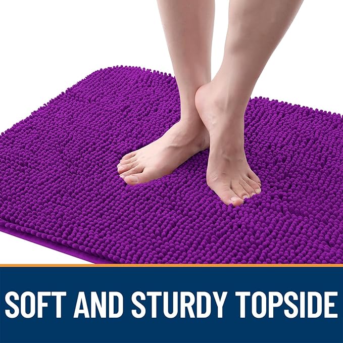 OLANLY Dog Door Mat for Muddy Paws 59x24, Absorbs Moisture and Dirt, Absorbent Non-Slip Washable Doormat, Quick Dry Chenille Mud Mat for Dogs, Entry Indoor Entryway Carpet for Inside Floor, Purple
