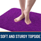 OLANLY Dog Door Mat for Muddy Paws 34x21, Absorbs Moisture and Dirt, Absorbent Non-Slip Washable Doormat, Quick Dry Chenille Mud Mat for Dogs, Entry Indoor Entryway Carpet for Inside Floor, Purple