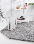 Unique Loom Solid Shag Collection Area Rug (4' Octagon, Cloud Gray)