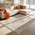 Enkor Area Soft Rugs 5x7 Washable Non Slip Boho Floor Rugs for Living Room Bedroom, Vintage Style Farmhouse Mat for Kitchen Entryway Beige & Orange