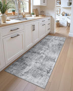 DEXI Hallway Runner Rug 3x12, Modern Abstract Non Slip Thin Soft Runners Carpet, Stain Resistant Washable Indoor Rug for Hallway Entryway Kitchen Laundry Room Living Room, Light Grey