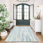 MUJOO 3x5 Rug Washable,Entryway Rug Small Area Rugs for Bedroom Living Room Kitchen Bathroom,Modern Abstract Non Slip Carpet,Indoor Entry Mat,Low Pile Throw Rug Accent Blue