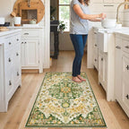 Lahome Bohemian Floral Medallion Area Rug - 3x5 Soft Rug for Bedroom Living Room Mat, Cute Washable Indoor Floor Throw Carpet for Office Entry Way Apartment Dressing Room RV, Yellow/Green/Multi