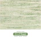 MUJOO 5x7 Washable Area Rug,Modern Abstract Rugs for Living Room Bedroom Dining Room,Large Non Slip Carpet Indoor,Low Pile Throw Rug Accent Neutral Green