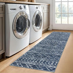 KUTA Moroccan Washable Hallway Runner Rug, 2x6 Non-Slip Vintage Navy Blue Boho Rugs Kitchen Runners Ultra Soft Distressed Geometric Floor Carpet for Bedroom Laundry Living Room