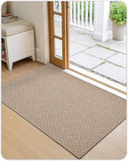 Color&Geometry Large Front Door Mat Indoor Entrance Non Slip Rubber Backed, 36"x56" Indoor Door Mats for Entryway, Dirt Trapper Double Doormat, Washable Front Door Rugs, Khaki (Rolled-up NO Creases)