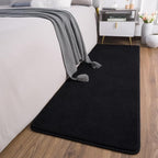 AROGAN 2x8 Feet Shag Runner Rug for Hallways, Washable Rugs with Memory Foam for Bedroom, Entryway Indoor Fluffy Throw Rug for Bedside Living Room Kids Girls Nursery Dorm Room Decor, Black