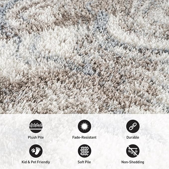 Rugshop Abstract Marble Shag Area Rug Blue 2' x 3' Ideal for Entryways, Kitchens, or Small Spaces