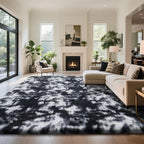 Fluffy Rug Shaggy Area Rug, Mottling Black 8x10 Area Rugs for Living Room, Large Shag Area Rugs for Bedroom Kids Room Home Decor, Upgrade Anti-Skid Rectangular Fuzzy Rugs