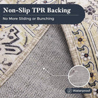 PURRUGS Vintage Farmhouse Boho Throw Rug 2x3 ft, Non-Slip Machine Washable Rug, Accent Oriental Area Rug for Entryway, Kitchen, Bedroom, Living Room and Dining Room, Taupe/Vanilla