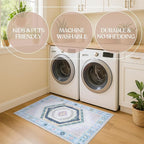 Fame Living Washable Area Rug. Modern Farmhouse. Vintage. Turkish. Bohemian. Distressed. Oriental. Traditional. Rugs for Living Room. Dining. Bedroom. Office. Entryway. Foyer. (856PBl, 2'5" x 4'9")