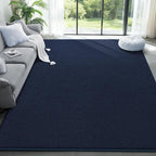 Large Modern Area Rugs for Living Room Bedroom, 7x10 Feet Navy Blue Ultra Soft Solid Thickened Memory Foam Indoor Minimalist Carpets, Non-Slip Comfy Rugs for Boys Girls Nursery Kids Room Home Décor