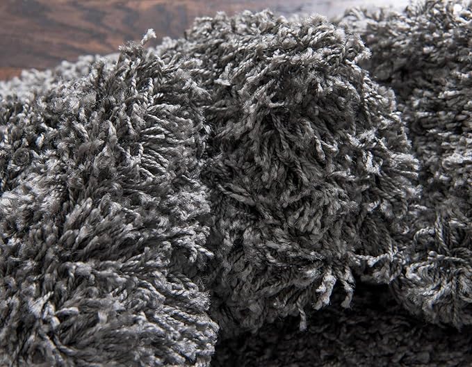 Unique Loom Solid Shag Collection Area Rug (9' x 12' Rectangle, Graphite Gray)