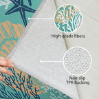 Tritard Coastal Area Rug 2x3 - Small Machine Washable Foldable Throw Rugs Non-Slip Beach Ocean Entryway Doormat Indoor Entrance Carpet for Kitchen Bathroom Laundry Bedroom Living Room, Teal