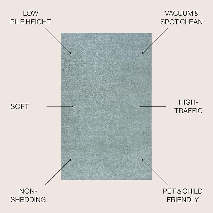 JONATHAN Y Haze Solid Low-Pile Aqua Blue 5x8 Oval Indoor Area Rug, Coastal,Bohemian,Minimalist,Classic, Easy-Cleaning for Living Room,Bedroom,Kitchen,Pet Friendly,Non-Shedding (SEU100S-5OV)