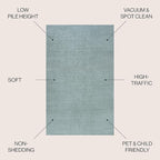 JONATHAN Y Haze Solid Low-Pile Aqua Blue 6x6 Square Indoor Area Rug, Coastal,Bohemian,Minimalist,Classic, Easy-Cleaning for Living Room,Bedroom,Kitchen,Pet Friendly,Non-Shedding (SEU100S-6SQ)
